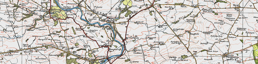 Old map of Chollerton in 1925