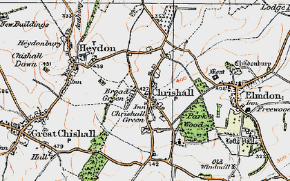 Old map of Chrishall in 1920