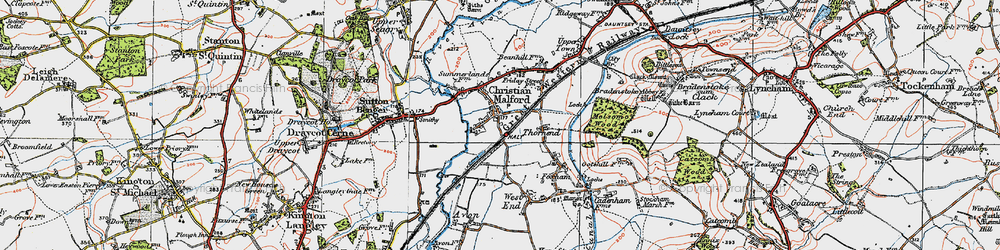 Old map of Christian Malford in 1919