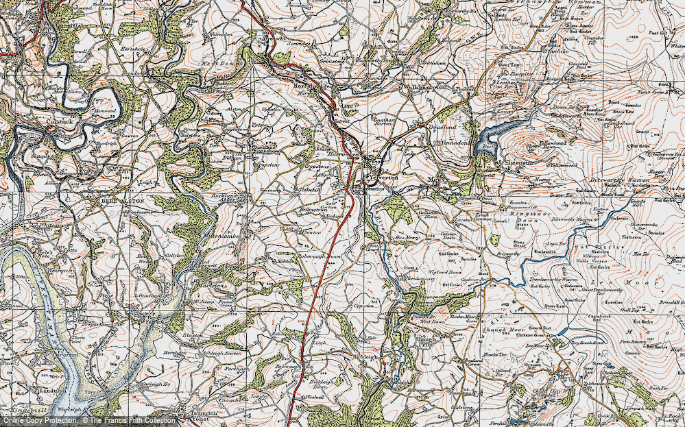Old Map of Chub Tor, 1919 in 1919