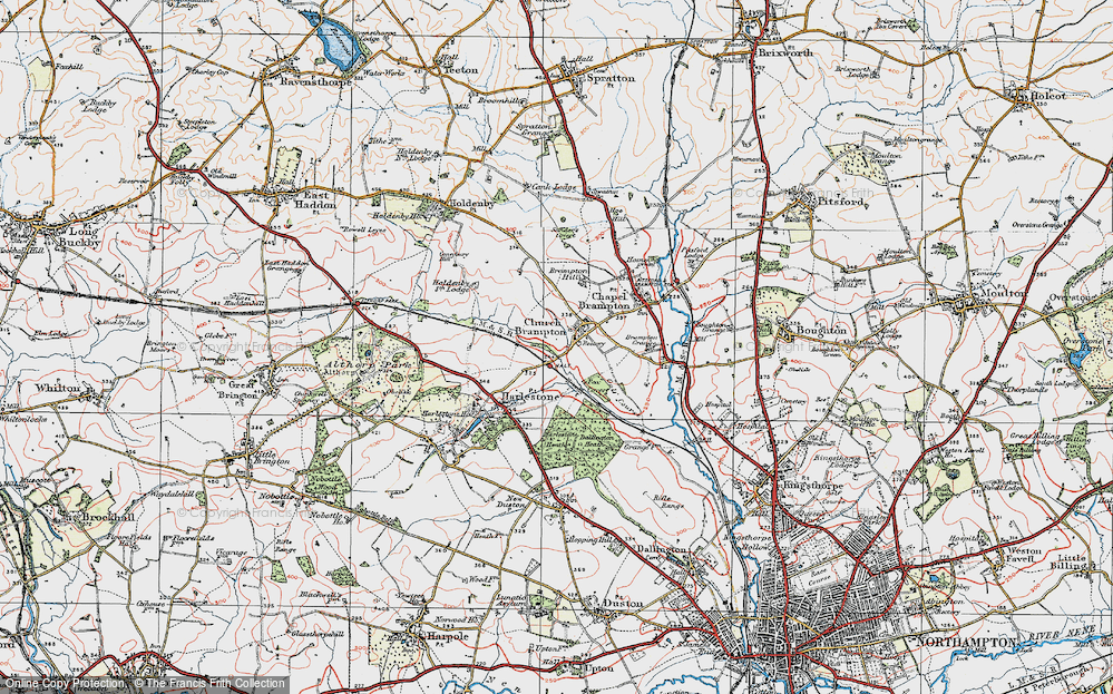Old Map of Church Brampton, 1919 in 1919