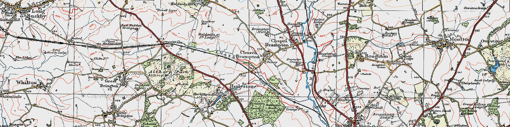 Old map of Church Brampton in 1919