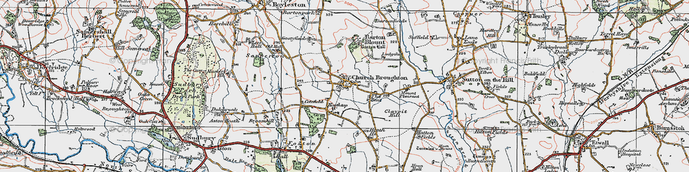 Old map of Church Broughton in 1921