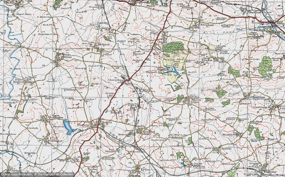 Old Map of Church Charwelton, 1919 in 1919