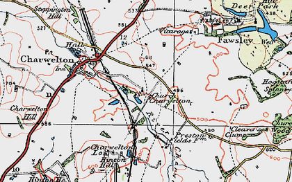 Old map of Church Charwelton in 1919