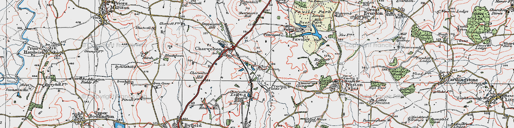 Old map of Church Charwelton in 1919