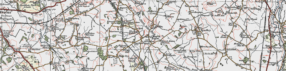 Old map of Church Eaton in 1921