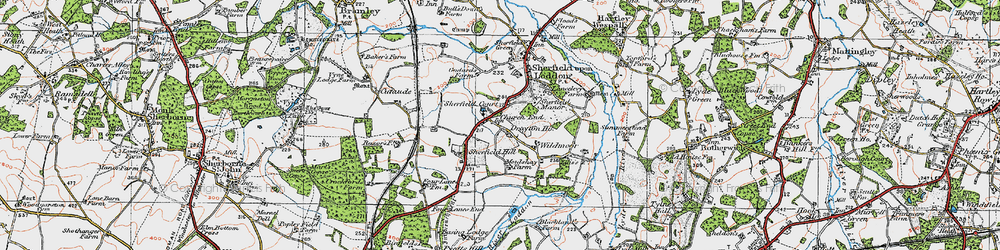 Old map of Church End in 1919