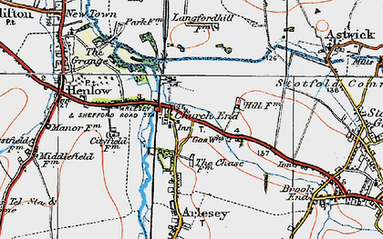 Old map of Church End in 1919