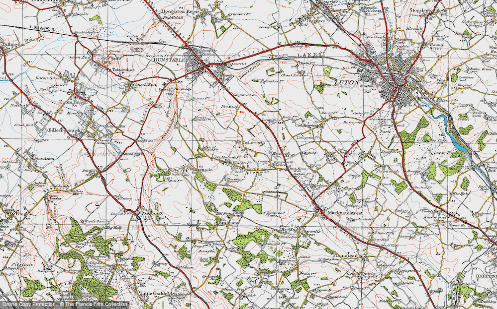 Old Map of Historic Map covering Kensworth Ho in 1920