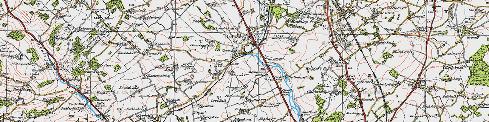 Old map of Aubreys, The in 1920