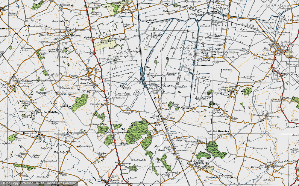 Old Map of Historic Map covering Woodwalton Fen in 1920