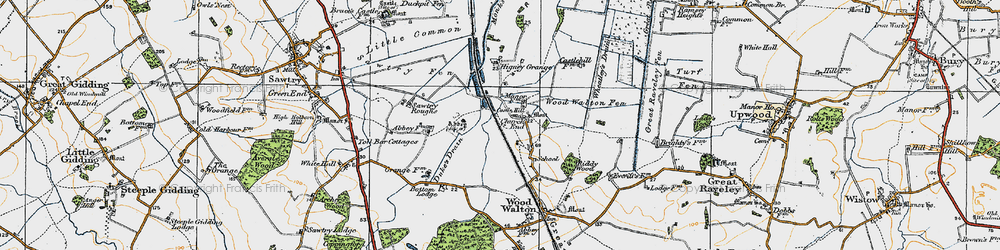 Old map of Woodwalton Fen in 1920