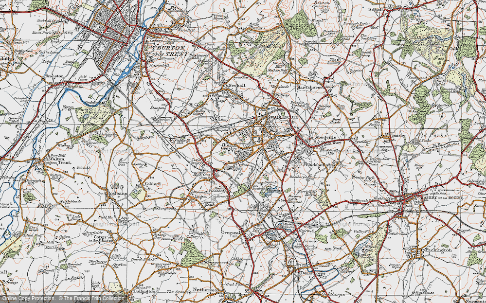 Old Map of Church Gresley, 1921 in 1921