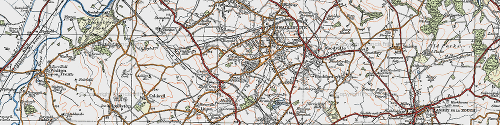 Old map of Church Gresley in 1921