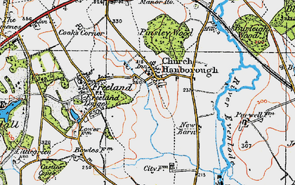 Old map of Church Hanborough in 1919