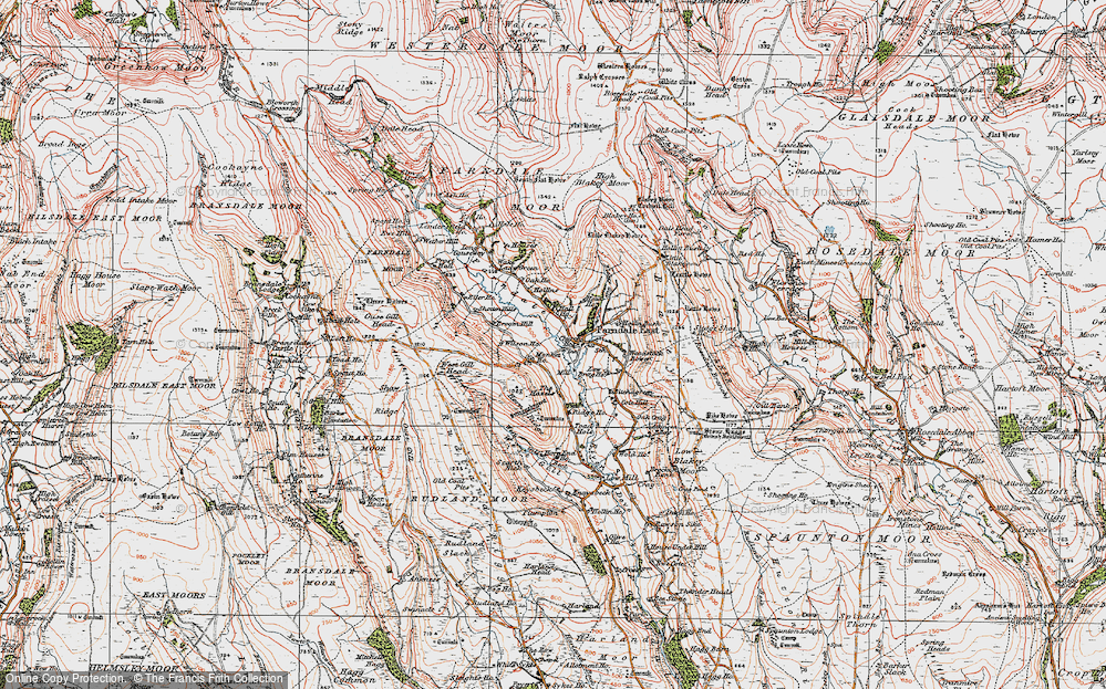 Old Map of Historic Map covering Blakey Howe in 1925