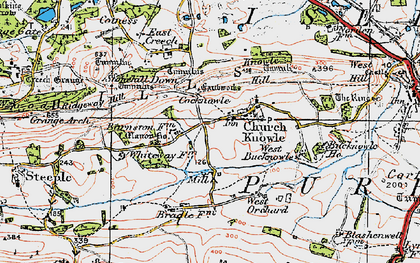 Old map of Church Knowle in 1919