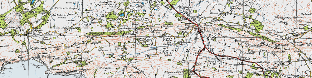 Old map of Church Knowle in 1919
