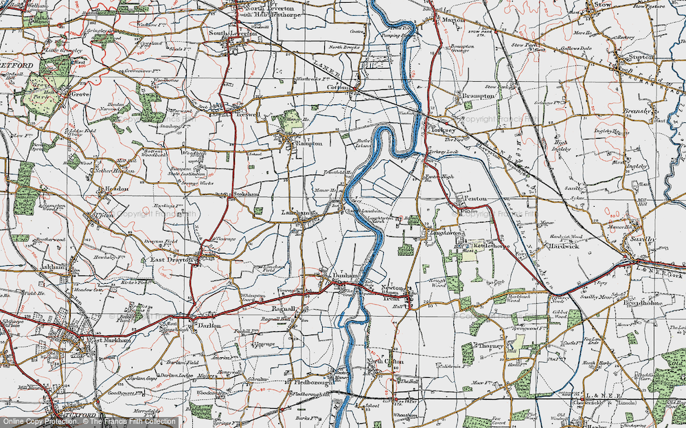 Old Map of Historic Map covering Laughterton Marsh in 1923