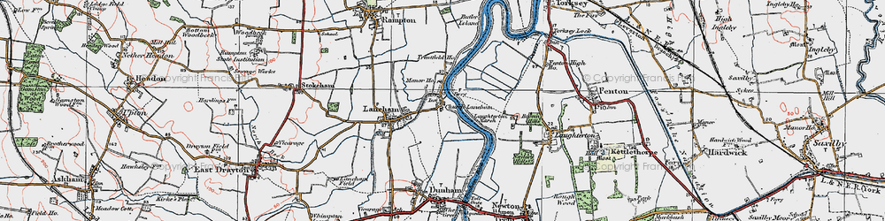 Old map of Laughterton Marsh in 1923