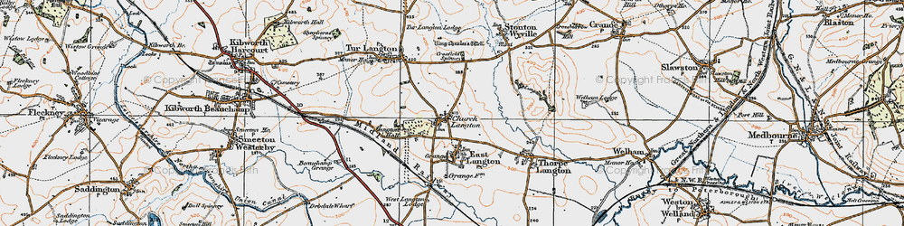 Old map of Church Langton in 1920