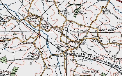 Old map of Church Leigh in 1921