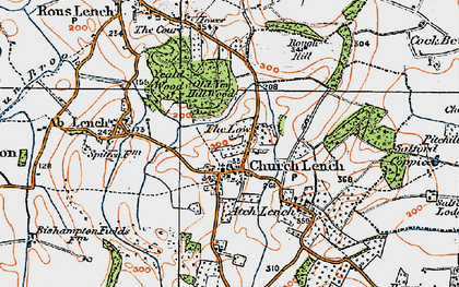 Old map of Church Lench in 1919