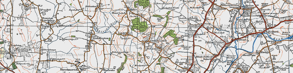 Old map of Church Lench in 1919