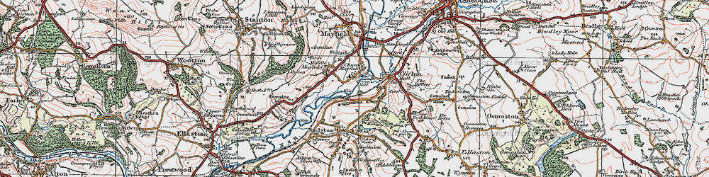 Old map of Church Mayfield in 1921