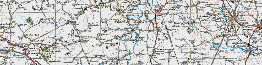Old map of Church Minshull in 1923