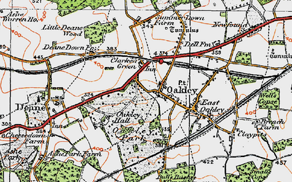 Old map of Church Oakley in 1919