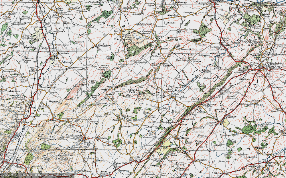 Old Map of Church Preen, 1921 in 1921