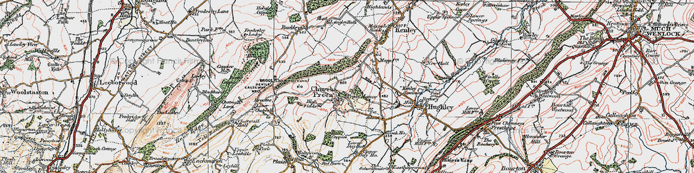 Old map of Church Preen in 1921