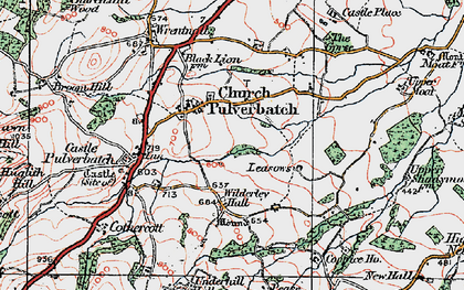 Old map of Church Pulverbatch in 1921