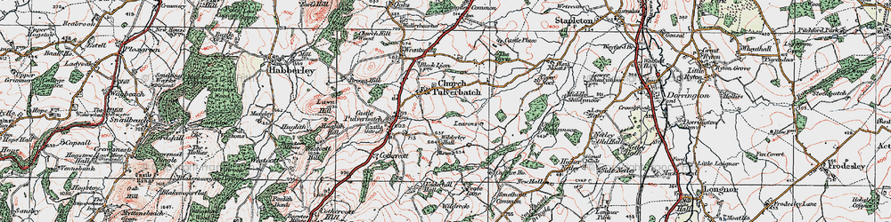 Old map of Church Pulverbatch in 1921