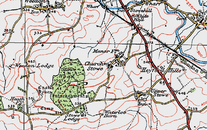 Old map of Church Stowe in 1919