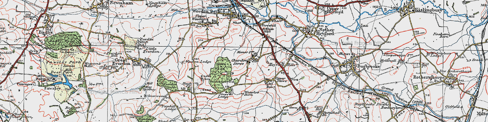 Old map of Church Stowe in 1919