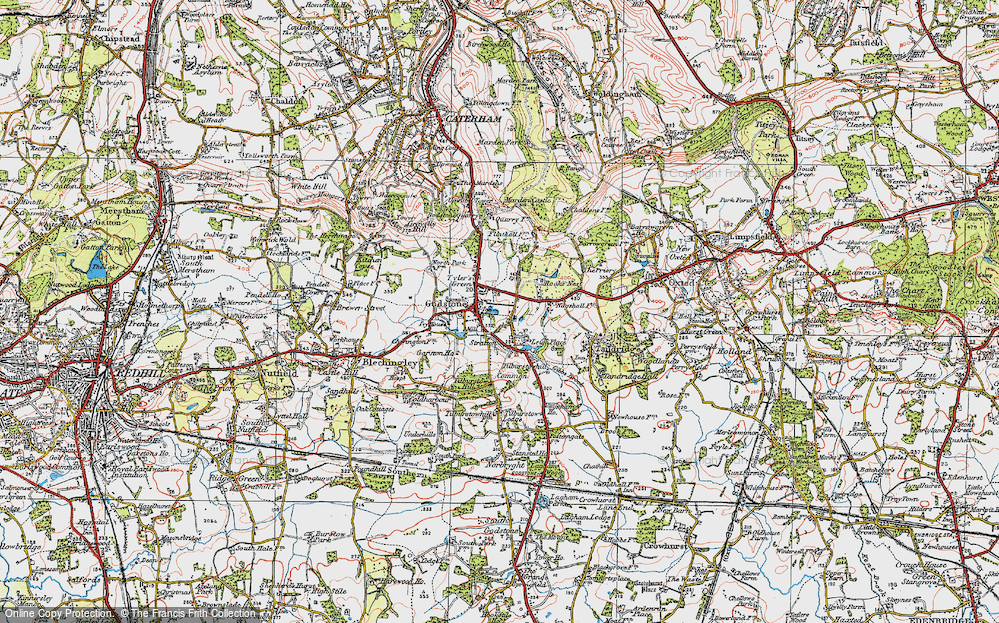 Old Map of Historic Map covering Tilburstowhill Common in 1920