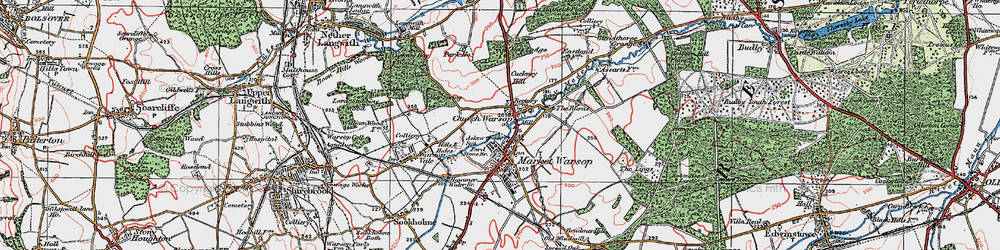 Old map of Church Warsop in 1923