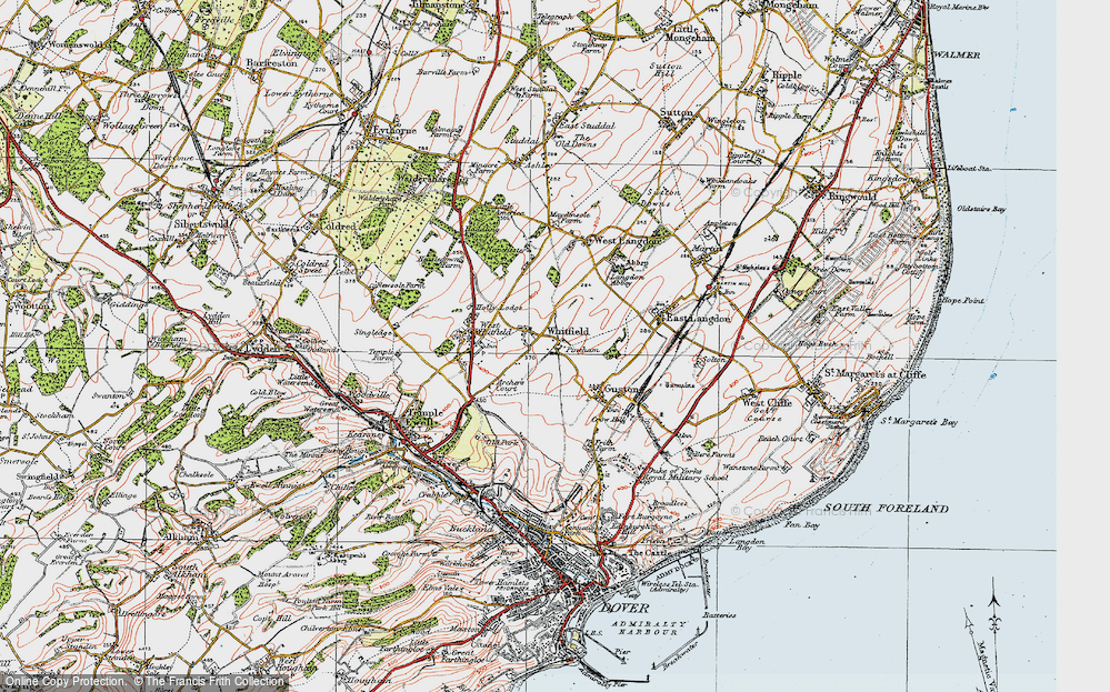 Old Map of Church Whitfield, 1920 in 1920