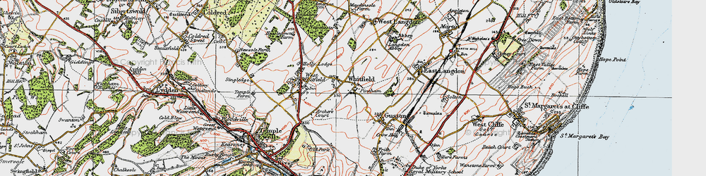 Old map of Church Whitfield in 1920
