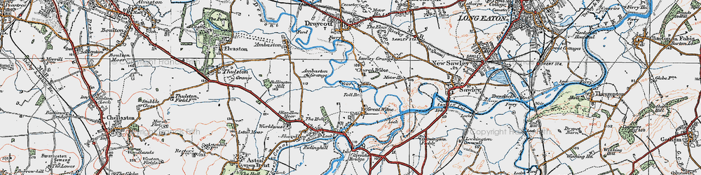 Old map of Church Wilne in 1921