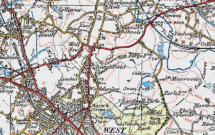 Old map of Churchfield in 1921