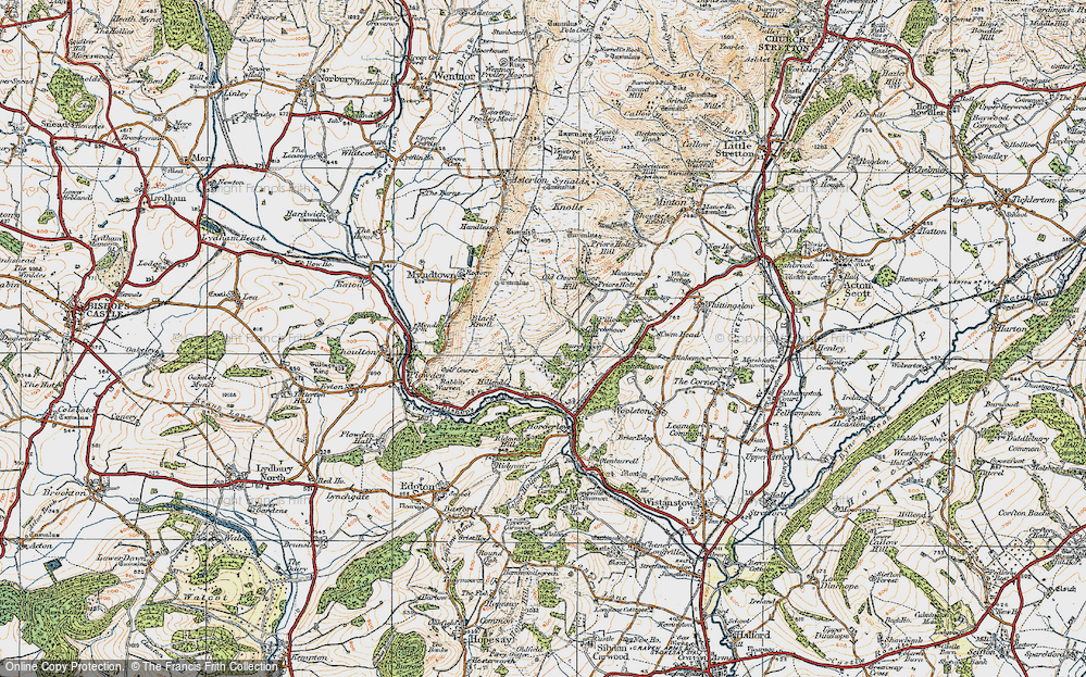 Old Map of Historic Map covering Black Knoll in 1920