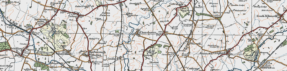 Old map of Churchover in 1920