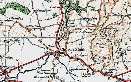 Old map of Churchstoke in 1921