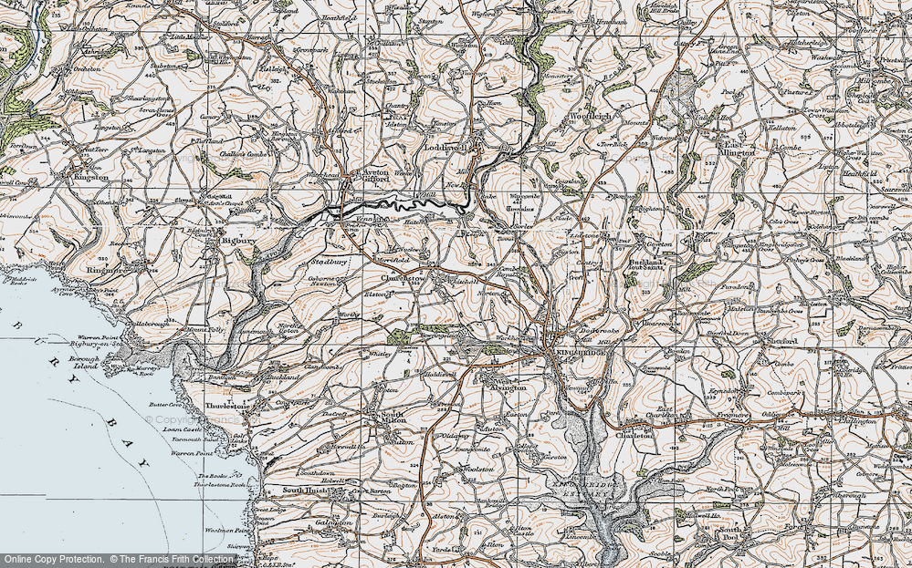 Old Map of Historic Map covering Bowringsleigh in 1919