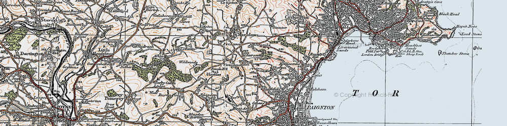 Old map of Churscombe in 1919
