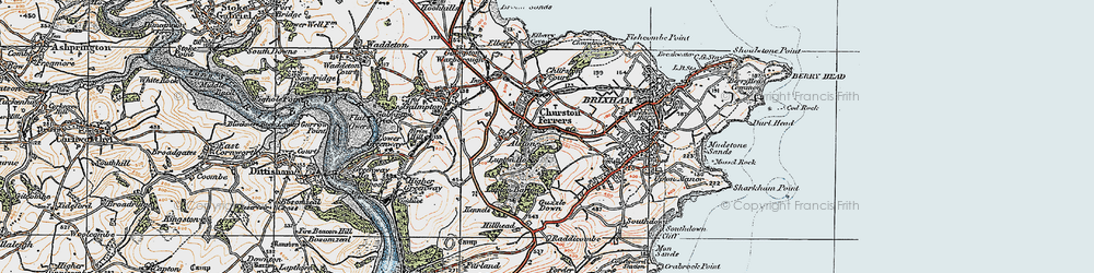 Old map of Churston Cove in 1919